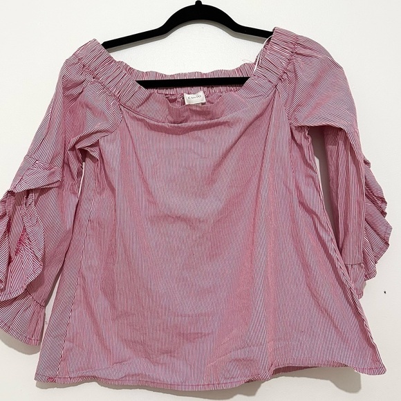 Cupio off the shoulder red stripes blouse contemporary size small - Picture 2 of 5
